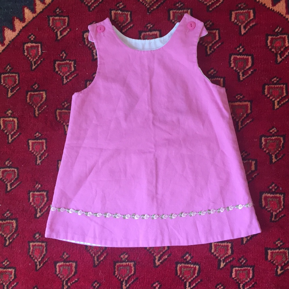 3t girls jumper dress. Pink with flower trim